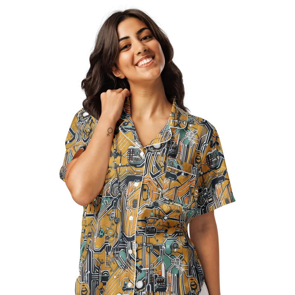 Copper Circuitry on Women's Short Sleeve Pajama Top — Front