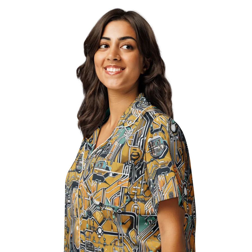 Copper Circuitry on Women's Short Sleeve Pajama Top — Left Front