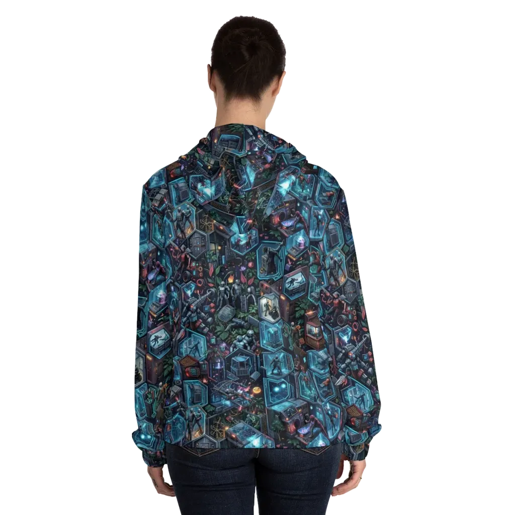 Circuitarium on Women's Full-Zip Hoodie — Back On Person