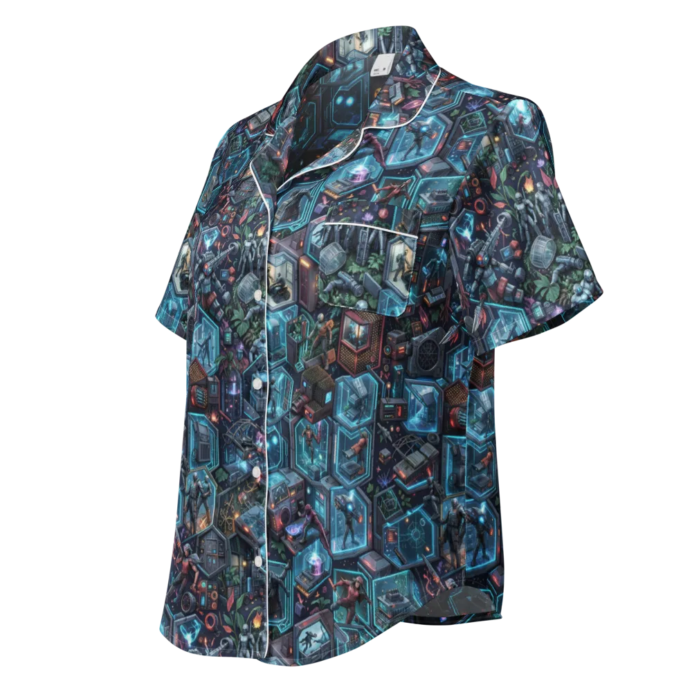 Circuitarium on Women's Short Sleeve Pajama Top — Left Front