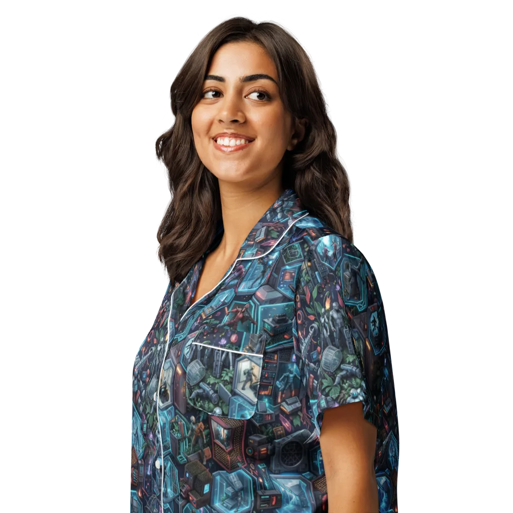 Circuitarium on Women's Short Sleeve Pajama Top — Left Front