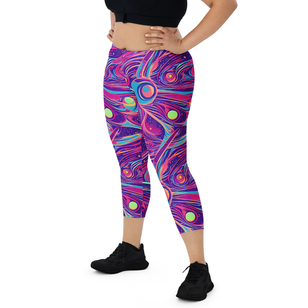 Nebula Noodles on Capri Leggings — Front