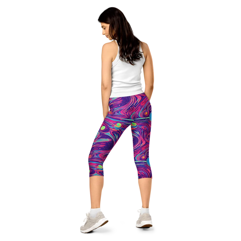 Nebula Noodles on Capri Leggings — Back