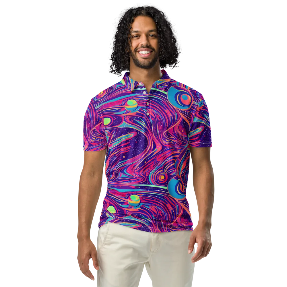 Nebula Noodles on Men's Slim Fit Polo Shirt — Front
