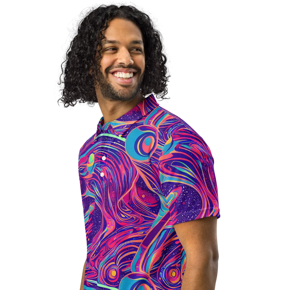 Nebula Noodles on Men's Slim Fit Polo Shirt — Left Front