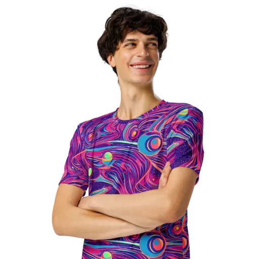 Nebula Noodles on a Men's Crew Neck T-Shirt