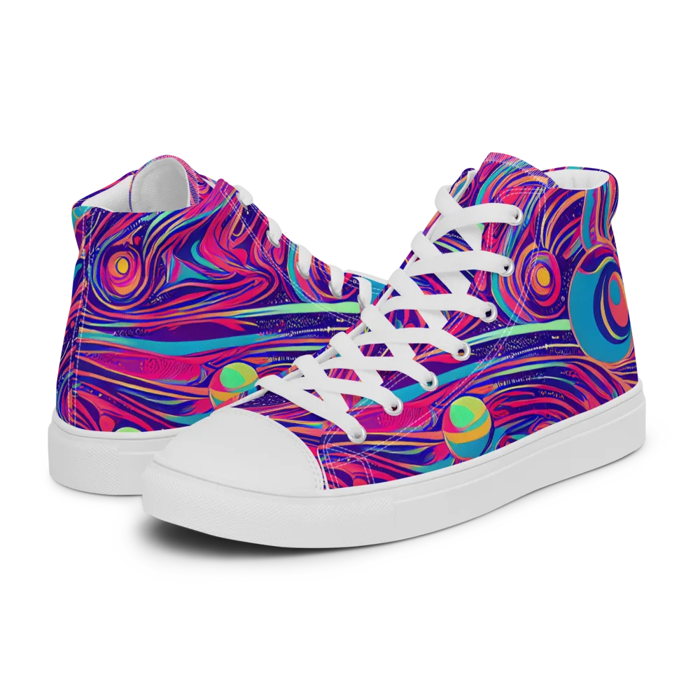 Nebula Noodles on Men's High Top Canvas Shoes — Left