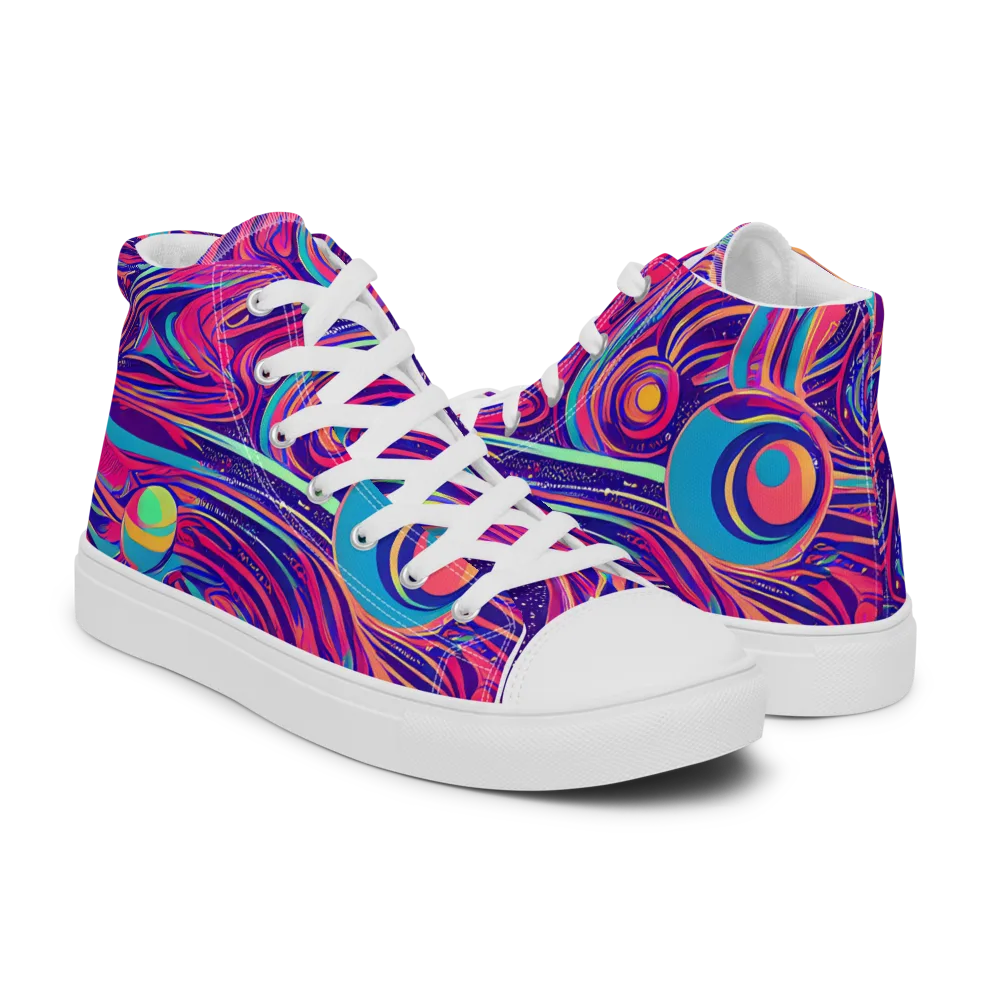 Nebula Noodles on Men's High Top Canvas Shoes — Right