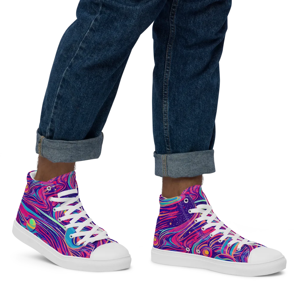 Nebula Noodles on Men's High Top Canvas Shoes — Right
