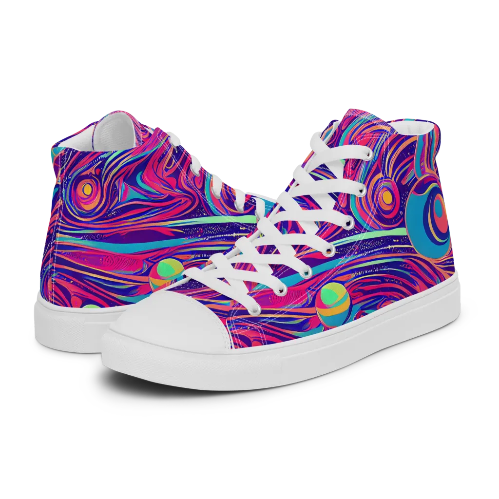 Nebula Noodles on Women's High Top Canvas Shoes — Left