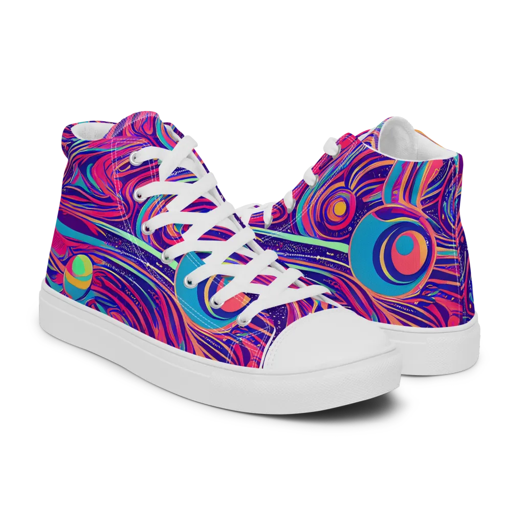 Nebula Noodles on Women's High Top Canvas Shoes — Right