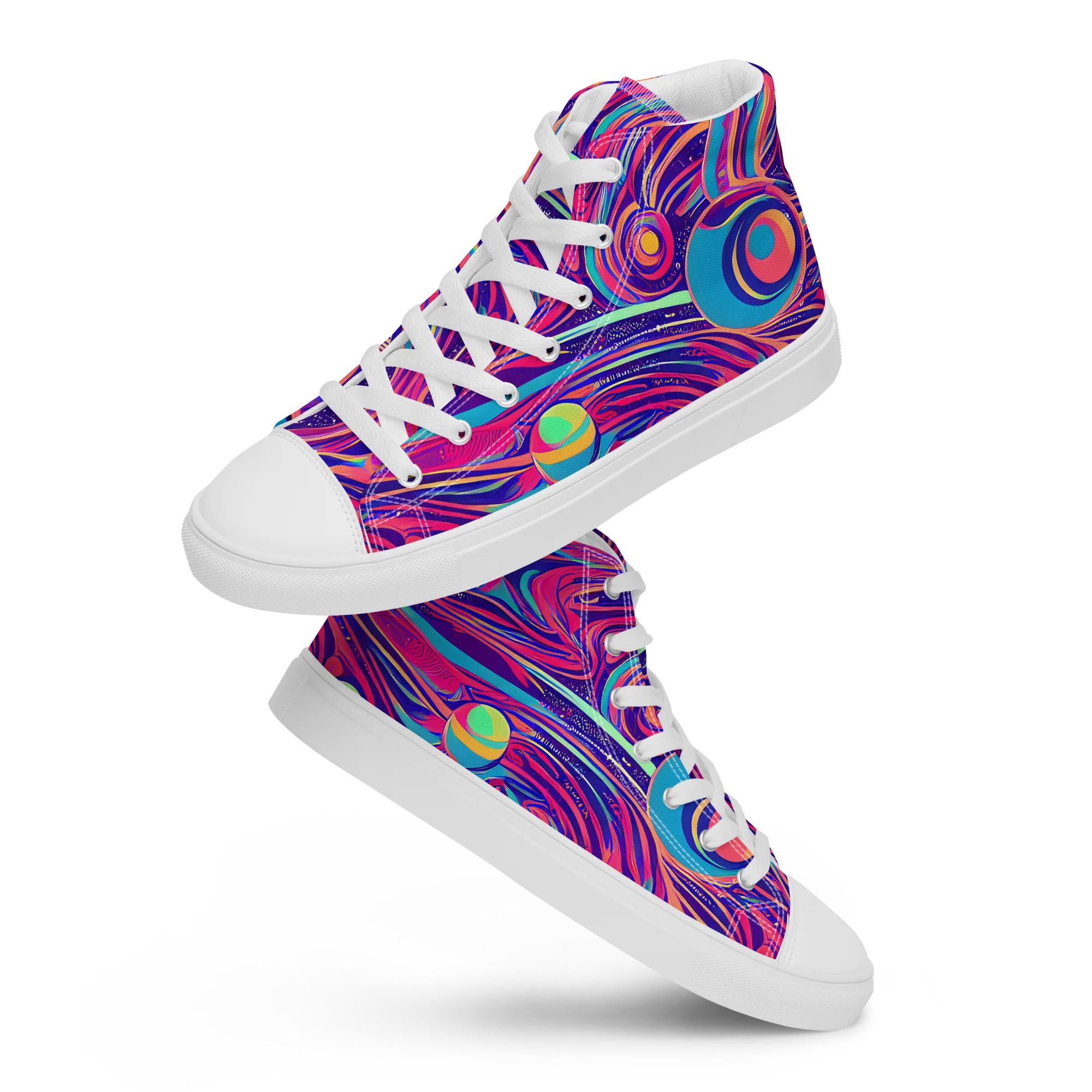 Nebula Noodles on Women's High Top Canvas Shoes — Front