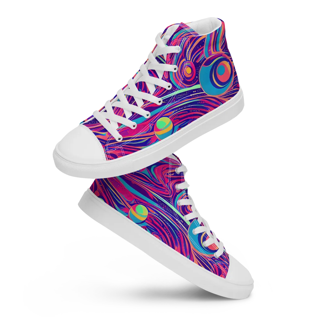 Nebula Noodles on Women's High Top Canvas Shoes — Front