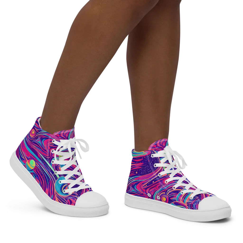Nebula Noodles on Women's High Top Canvas Shoes — Right