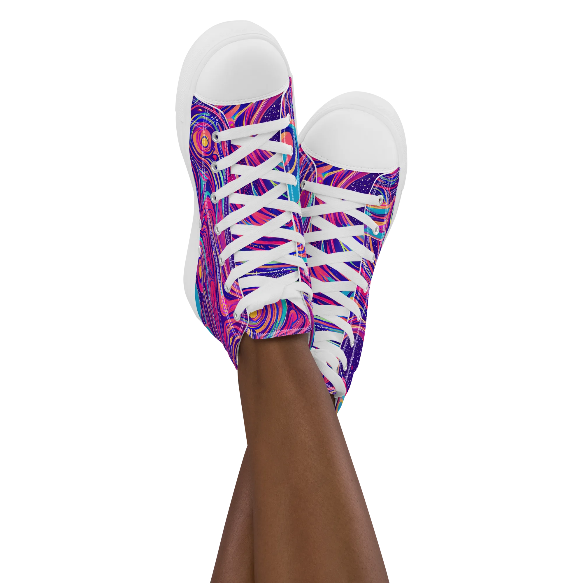 Nebula Noodles on Women's High Top Canvas Shoes — Front