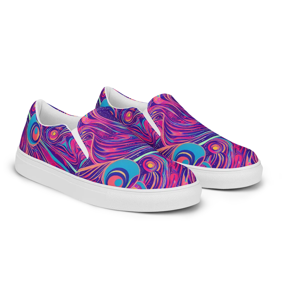 Nebula Noodles on Men's Slip-On Canvas Shoes — Right Front