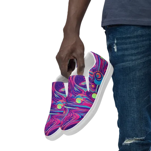 Nebula Noodles on a Men's Slip-On Canvas Shoes