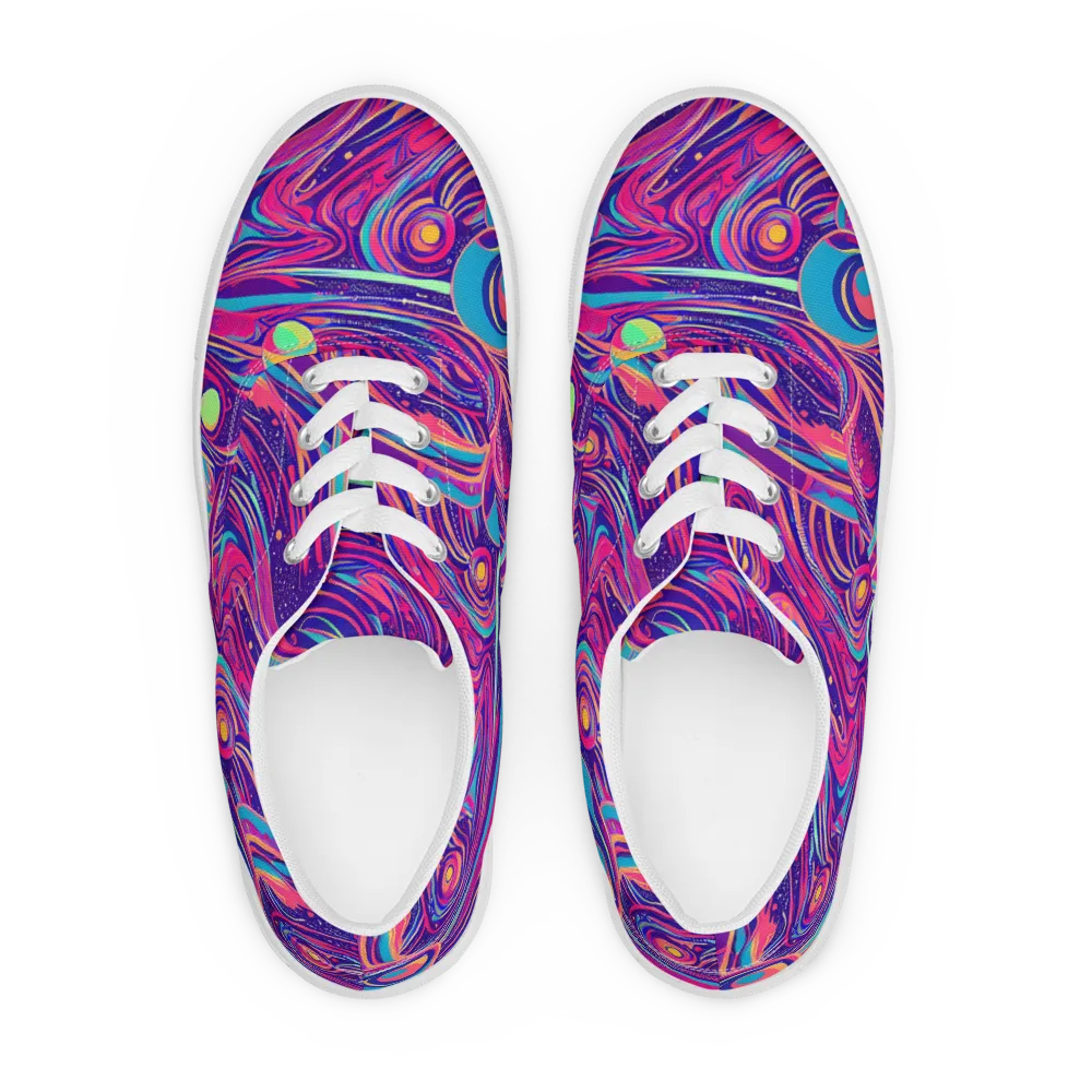 Nebula Noodles on Men's Lace-Up Canvas Shoes — Front