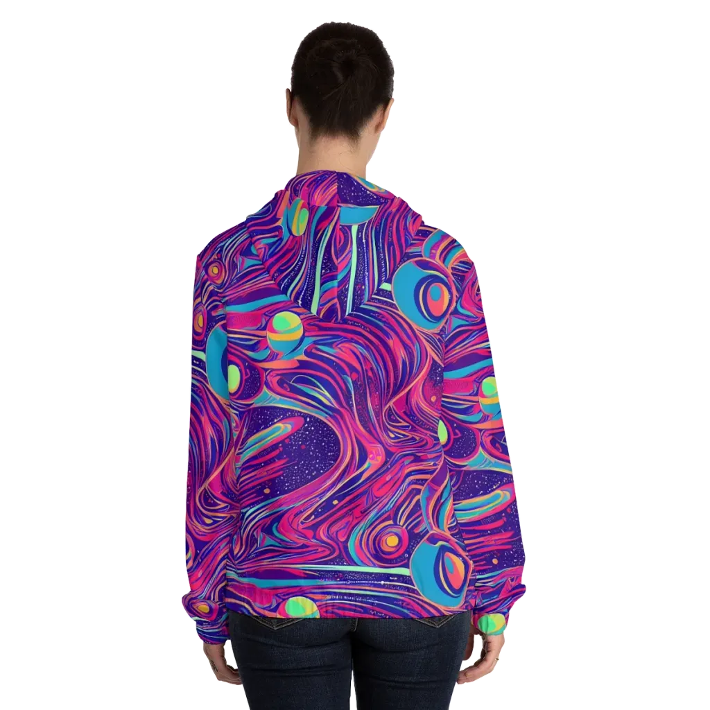Nebula Noodles on Women's Full-Zip Hoodie — Back On Person