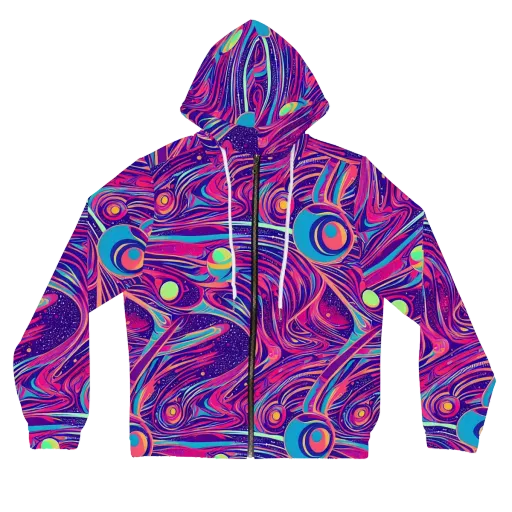 Nebula Noodles on a Women's Full-Zip Hoodie