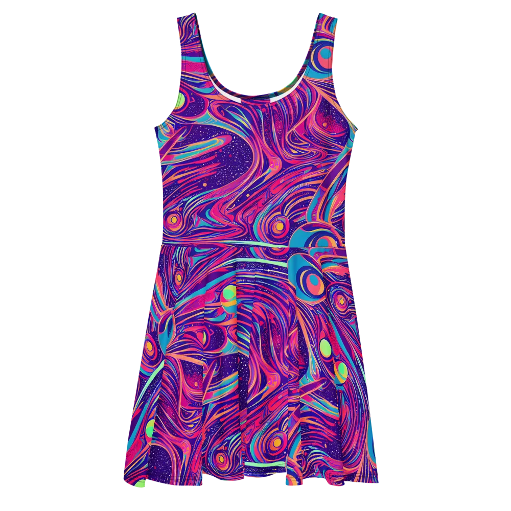 Nebula Noodles on Skater Dress — Front