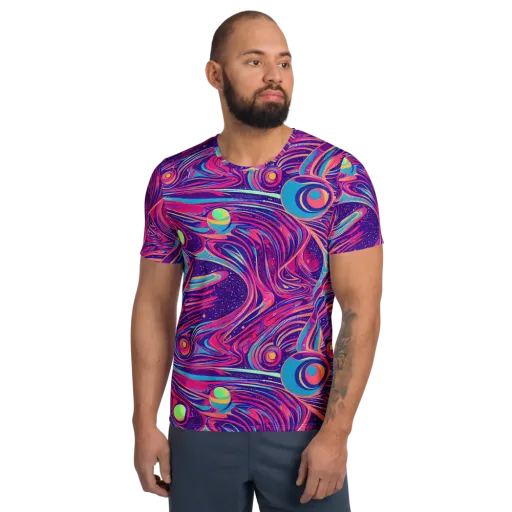 Nebula Noodles on a Men's Athletic T-Shirt