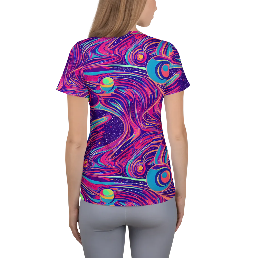 Nebula Noodles on Women's Athletic T-Shirt — Back