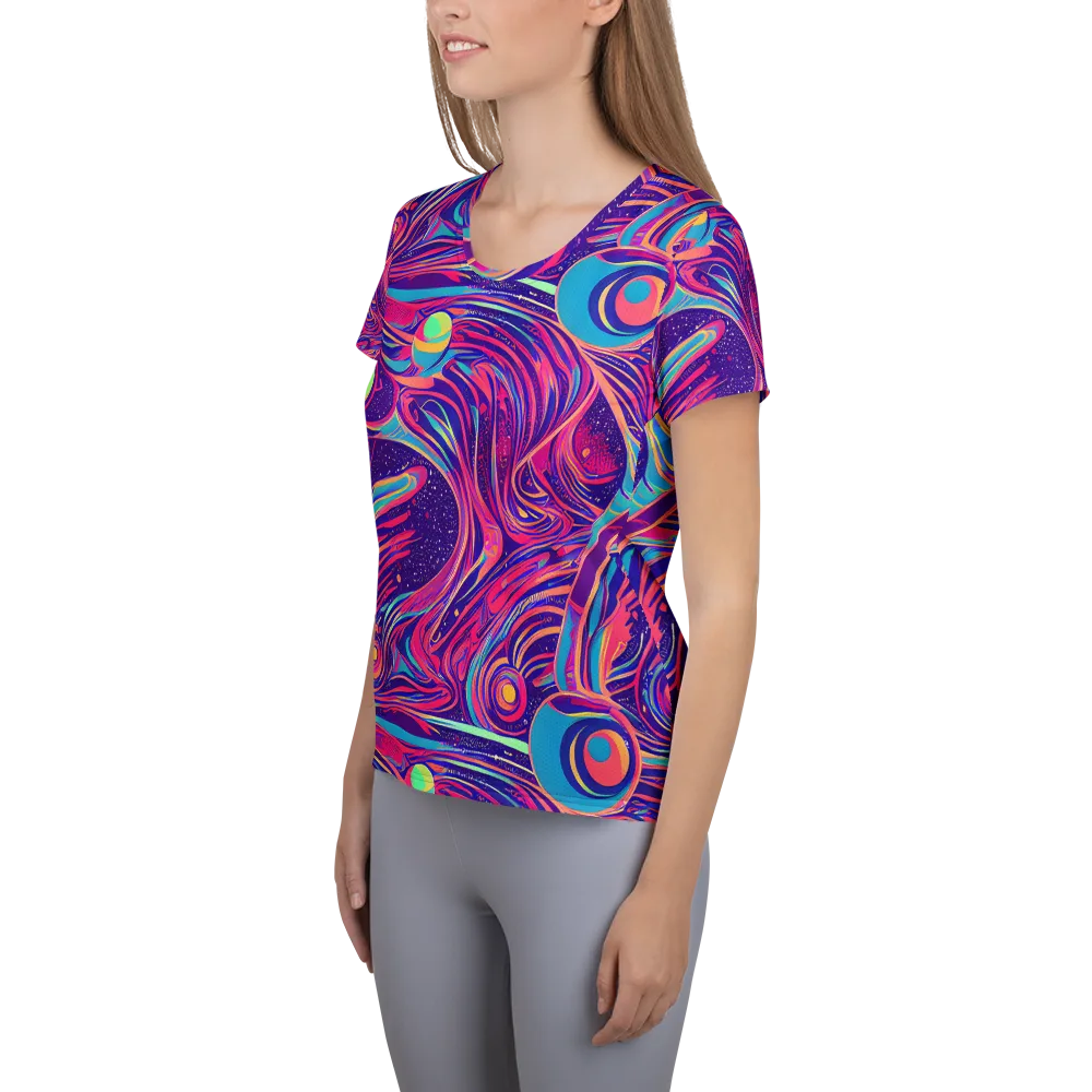 Nebula Noodles on Women's Athletic T-Shirt — Left