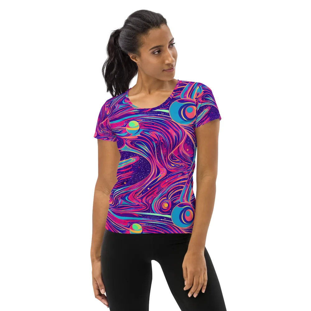 Nebula Noodles on Women's Athletic T-Shirt — Front