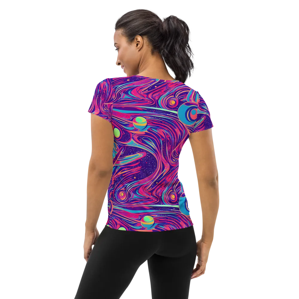 Nebula Noodles on Women's Athletic T-Shirt — Back