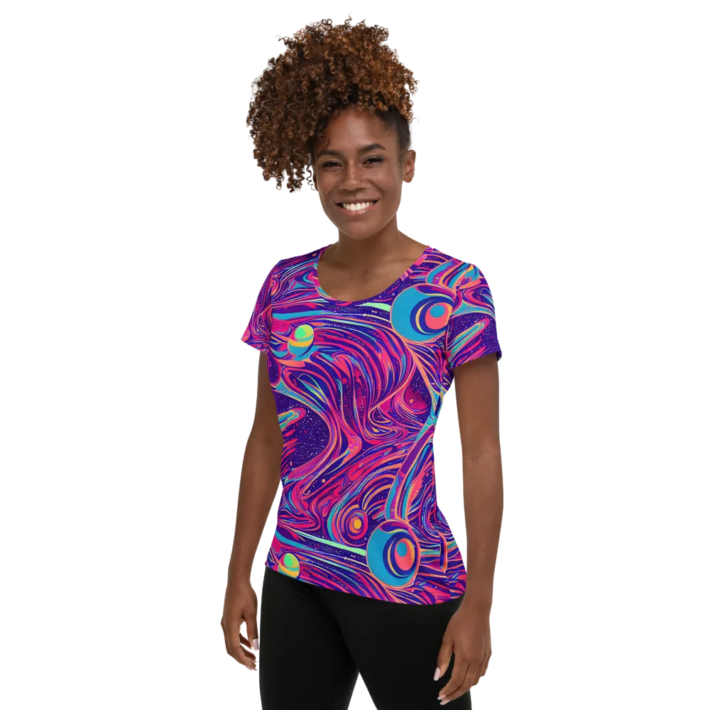 Nebula Noodles on Women's Athletic T-Shirt — Left