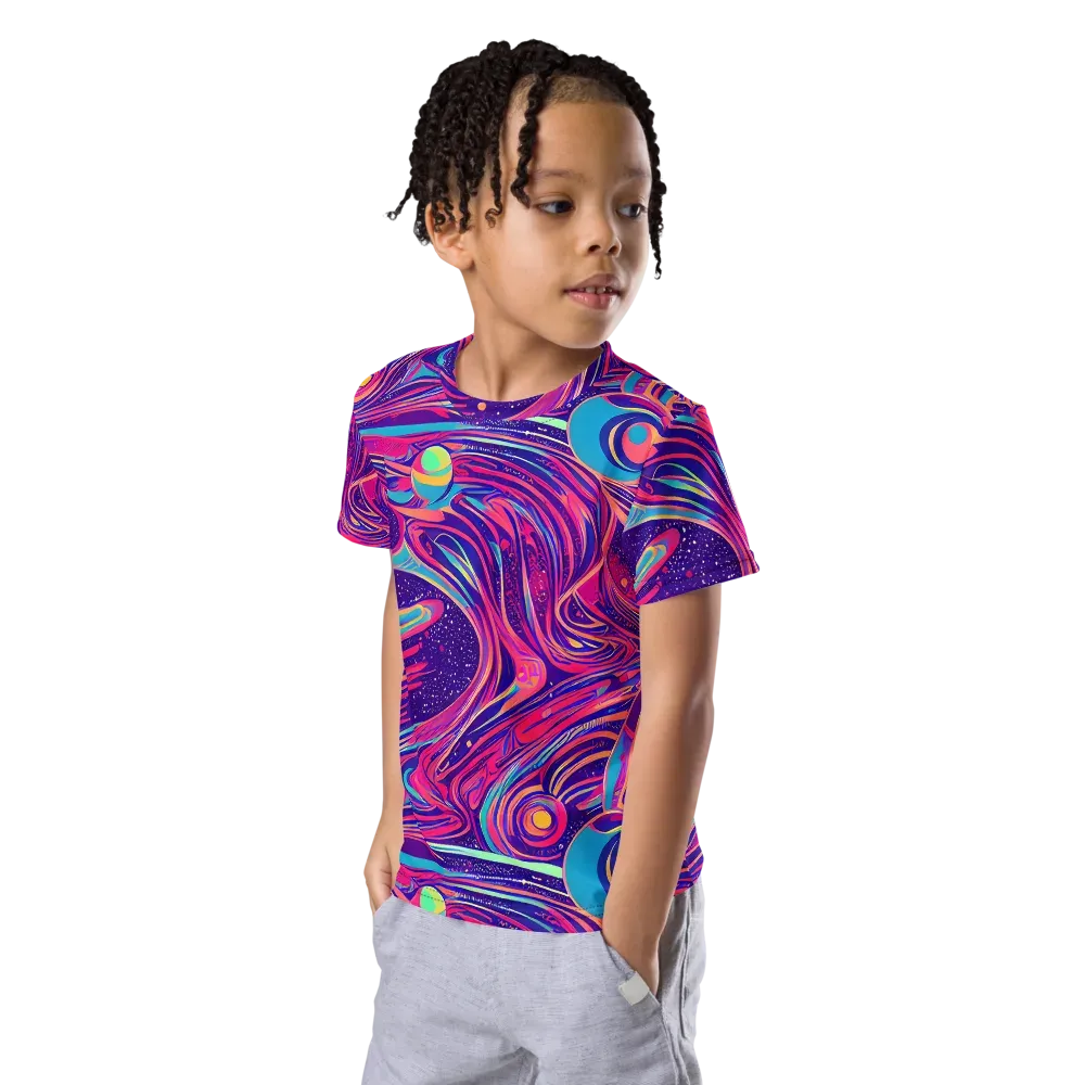 Nebula Noodles on Kids Crew Neck T-Shirt — Left Front
