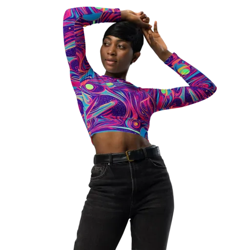 Nebula Noodles on a Long Sleeve Crop Top