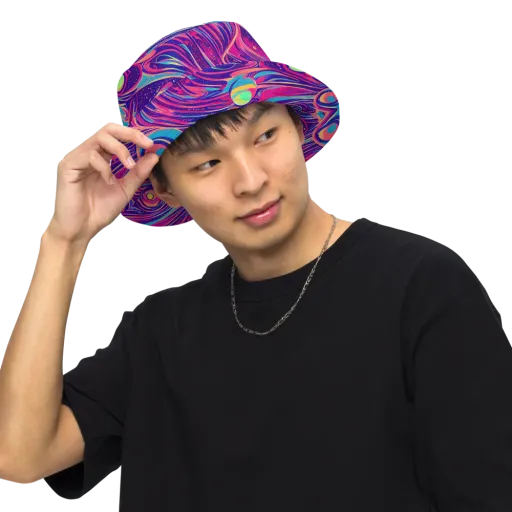 Nebula Noodles on a Reversible Bucket Hat