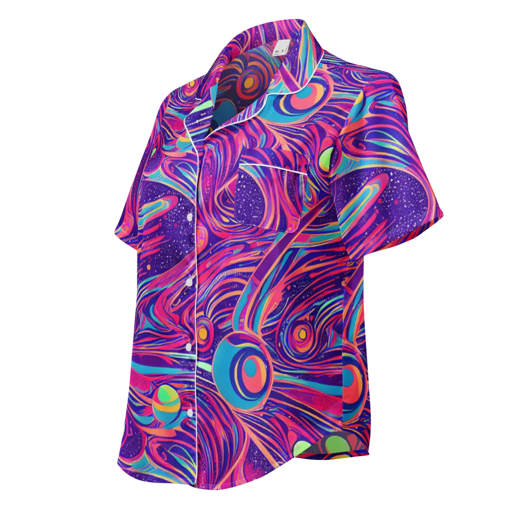 Nebula Noodles on Women's Short Sleeve Pajama Top — Left Front