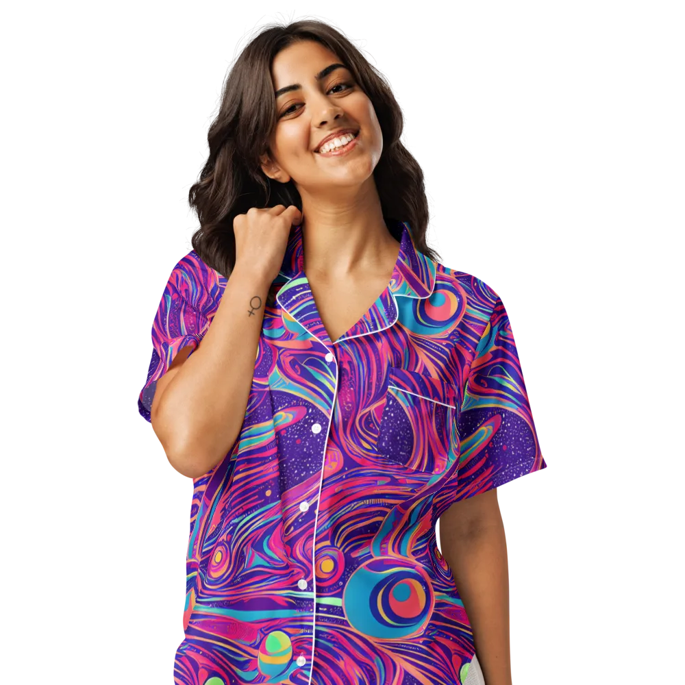 Nebula Noodles on Women's Short Sleeve Pajama Top — Front