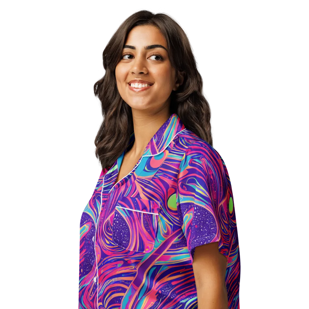 Nebula Noodles on Women's Short Sleeve Pajama Top — Left Front