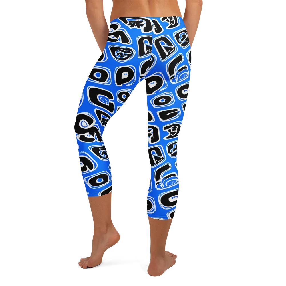 Blue Note Block on Capri Leggings — Back