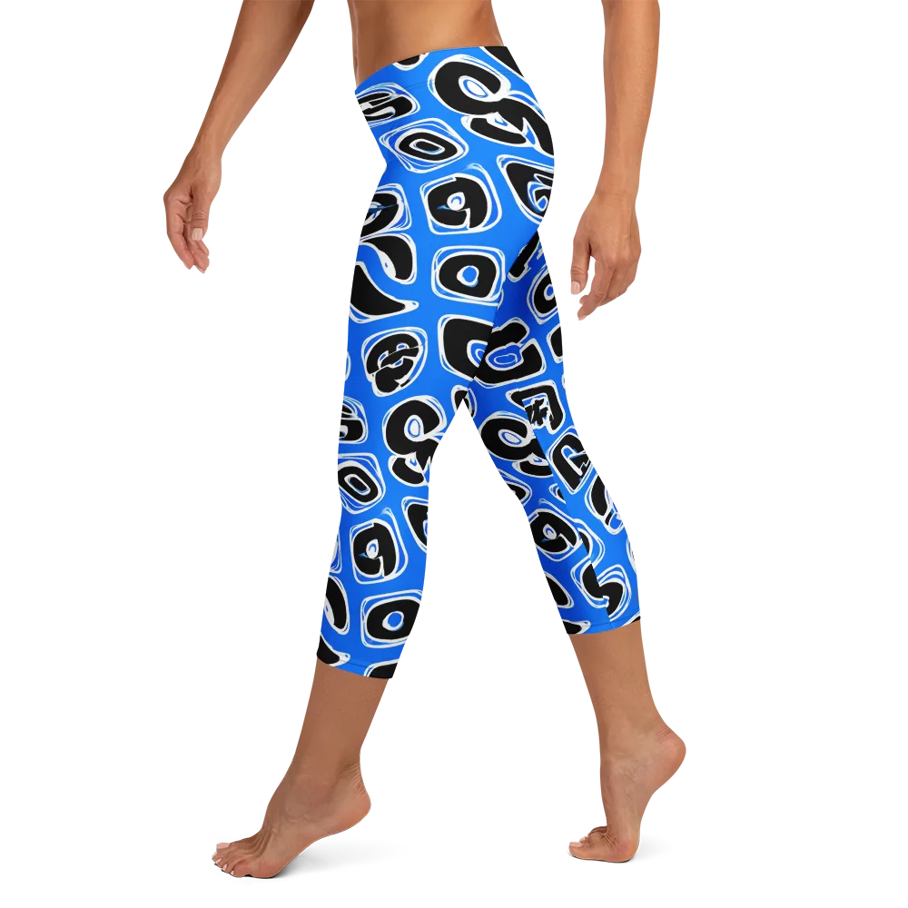 Blue Note Block on Capri Leggings — Left