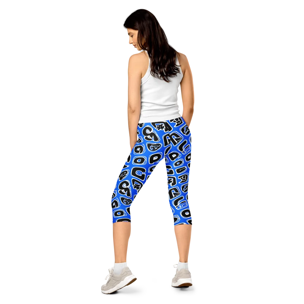 Blue Note Block on Capri Leggings — Back