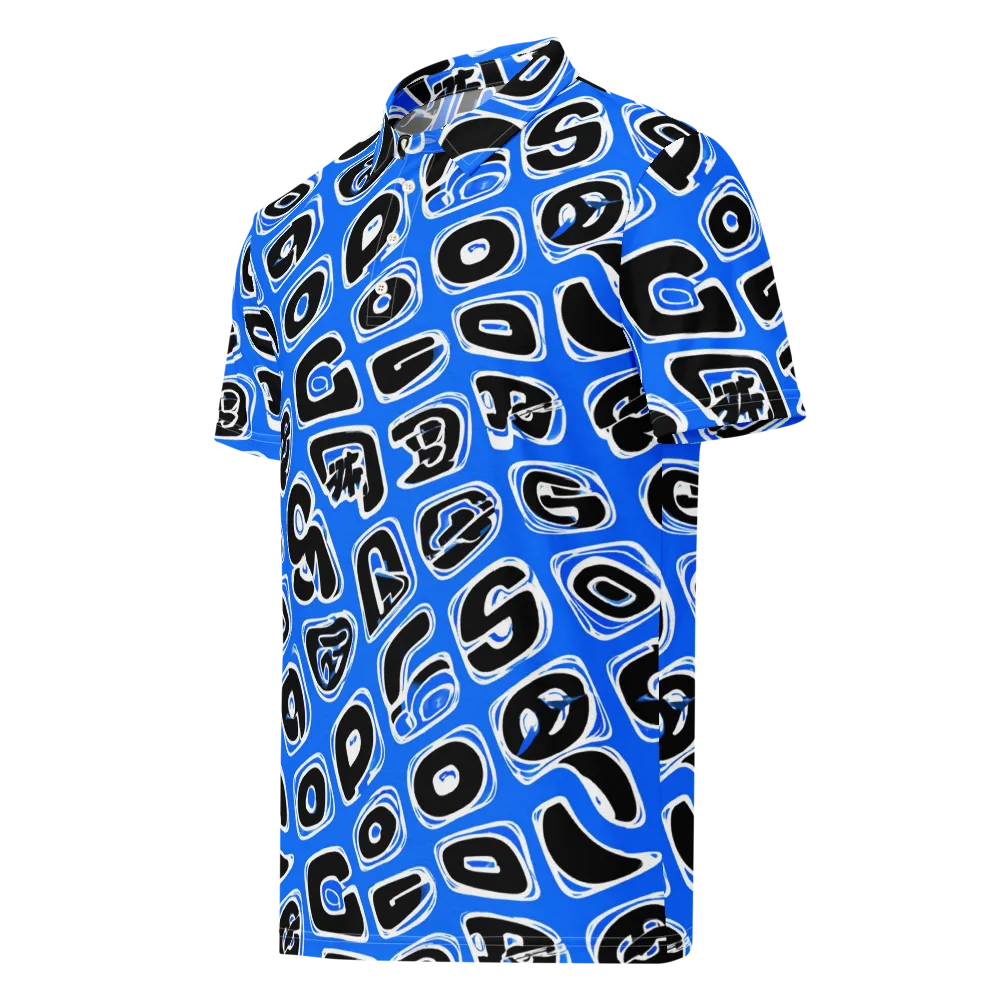 Blue Note Block on Men's Slim Fit Polo Shirt — Left Front