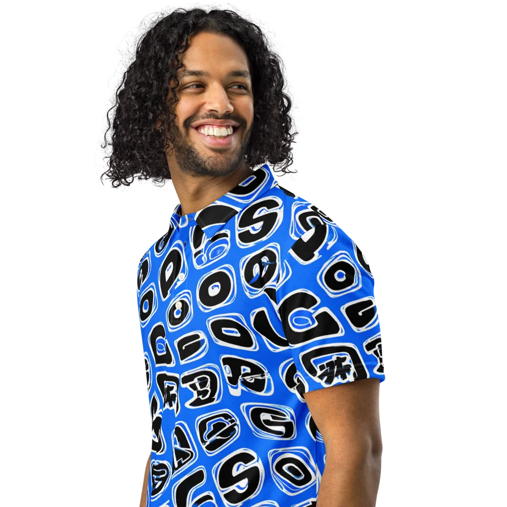 Blue Note Block on Men's Slim Fit Polo Shirt — Left Front