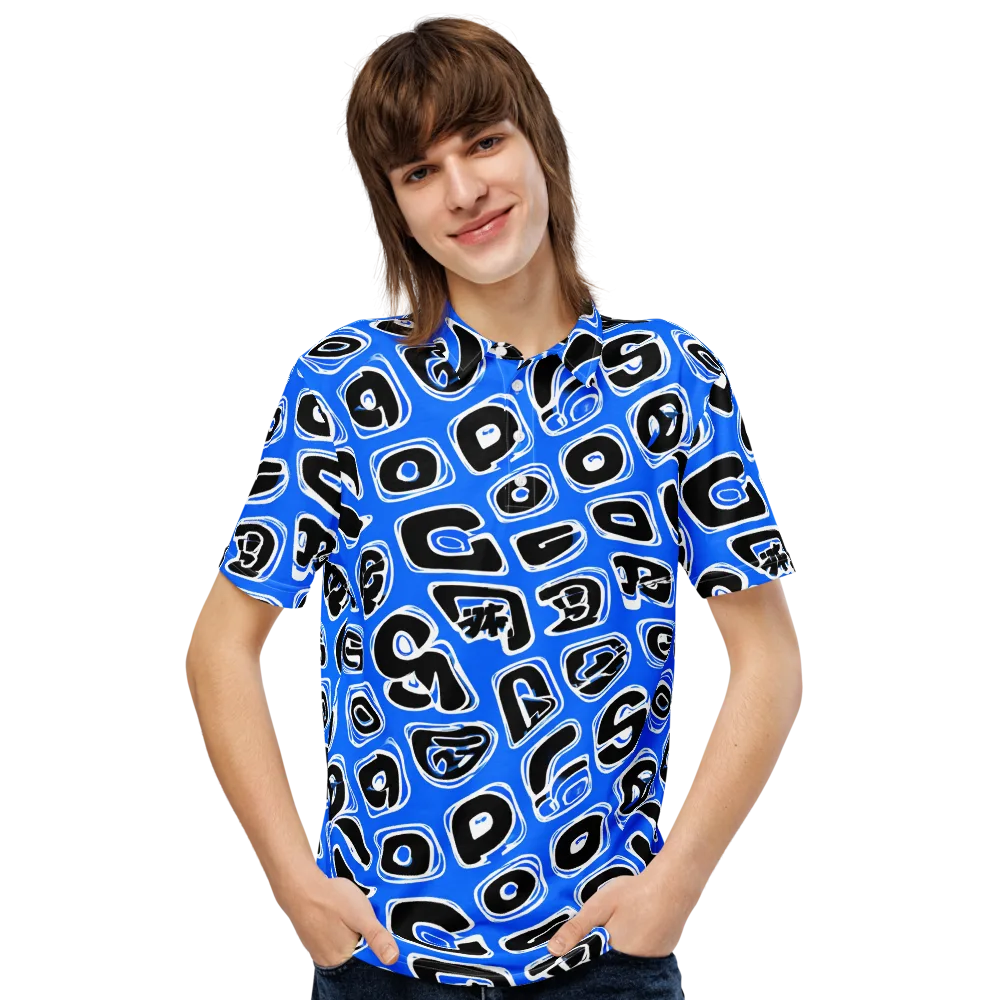 Blue Note Block on Men's Slim Fit Polo Shirt — Front