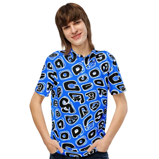 Blue Note Block on a Men's Slim Fit Polo Shirt