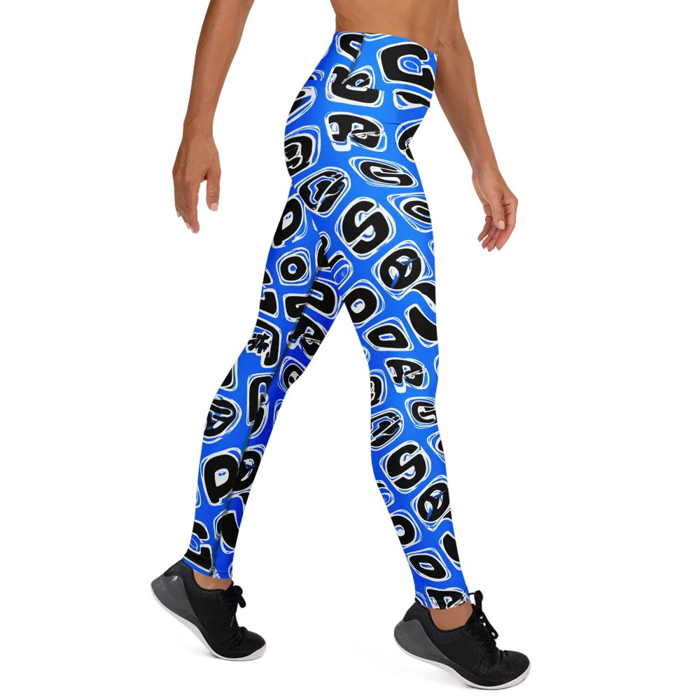 Blue Note Block on Yoga Leggings — Right