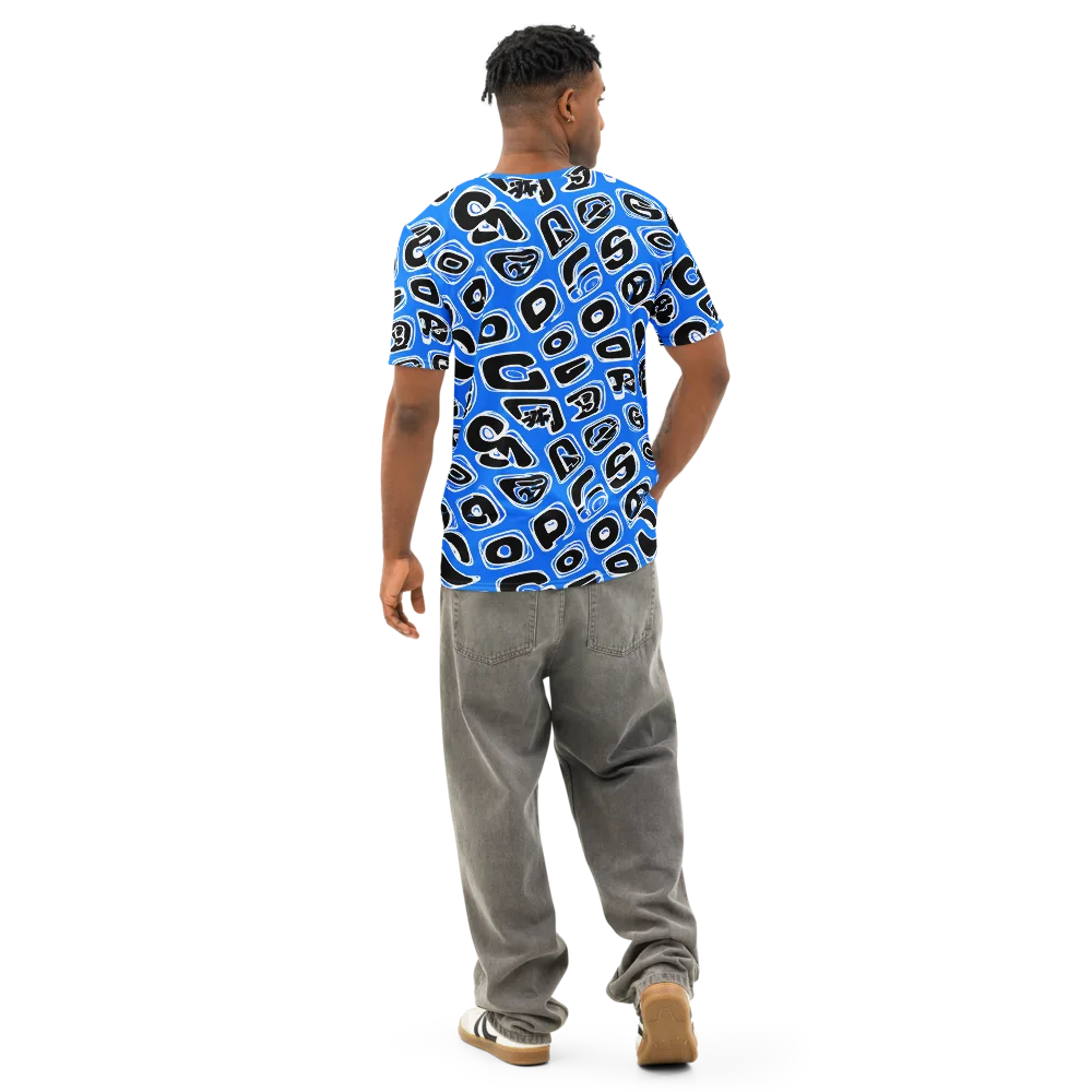 Blue Note Block on Men's Cotton Crew Neck T-Shirt — Back