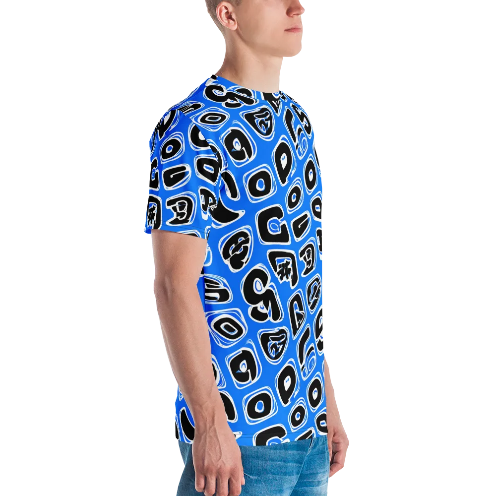 Blue Note Block on Men's Crew Neck T-Shirt — Right