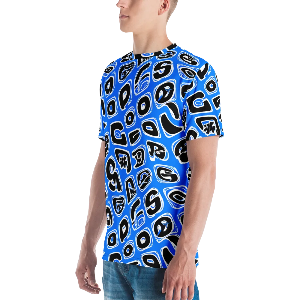 Blue Note Block on Men's Crew Neck T-Shirt — Left