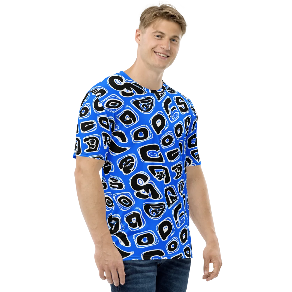 Blue Note Block on Men's Crew Neck T-Shirt — Right