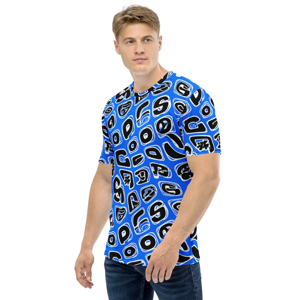 Blue Note Block on Men's Crew Neck T-Shirt — Left